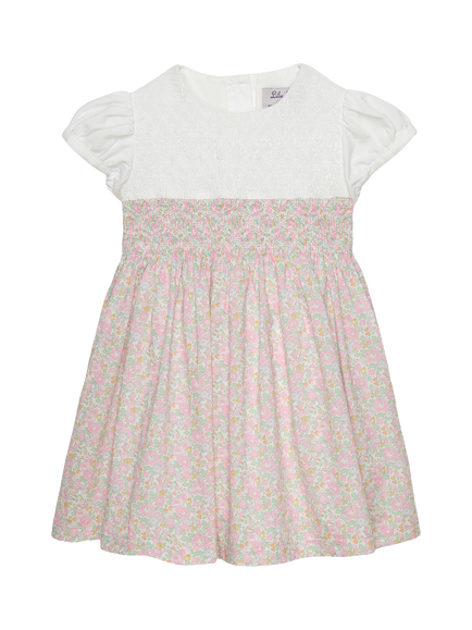 Trotters Baby Liberty Betsy Ann Print Smock Dress, Light Pink, Light Pink