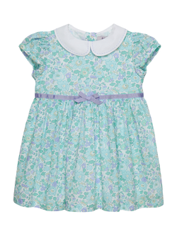 Trotters Baby Liberty Betsy Print Short Sleeve Peter Pan Dress, Peppermint, Peppermint