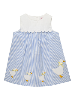 Trotters Baby Pinafore Duck Dress, Blue Stripe, Blue Stripe