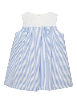 Trotters Baby Pinafore Duck Dress, Blue Stripe - view 2, Blue Stripe