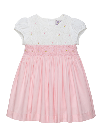 Trotters Baby Rose Cap Sleeve Smock Dress, Pink, Pink