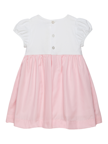 Trotters Baby Rose Cap Sleeve Smock Dress, Pink - view 2, Pink