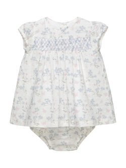 Trotters Baby Butterfly Print My 1st Smock Dress, White/Multi, White/Multi