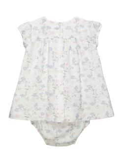 Trotters Baby Butterfly Print My 1st Smock Dress, White/Multi - view 2, White/Multi