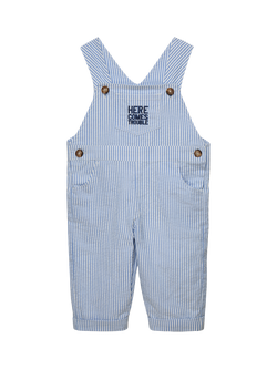 Trotters Baby Full Length HCT Slogan Dungarees, Pale Blue, Pale Blue
