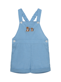 Trotters Baby Atticus Tiger Short Dungarees, French Blue, French Blue