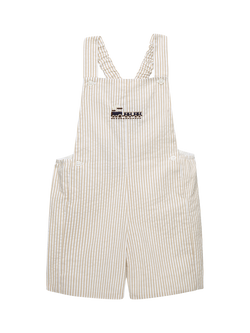 Trotters Baby Alex Striped Train Bib Shorts, Oatmeal, Oatmeal