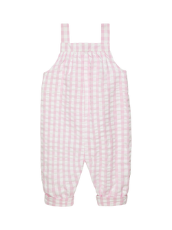 Trotters Baby Full Length Duckling Dungarees, Pinkgingha - view 2, Pinkgingha