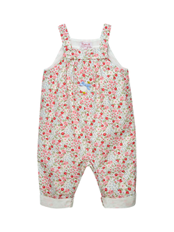 Trotters Baby Strawberry Floral Dungarees, Multi - view 2, Multi