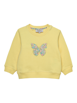Trotters Baby Liberty Emma & Georgina Print Butterfly Sweatshirt, Yellow/Multi, Yellow/Multi