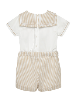 Trotters Baby Edward Shirt and Shorts Set, Oatmeal - view 2, Oatmeal