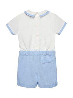 Trotters Baby Rupert Shirt and Shorts Set, White/Blue - view 2, White/Blue
