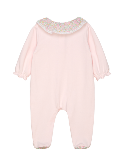 trotters Baby Liberty Betsy Ann Print Collared Bodysuit, Pale Pink - view 2, Pale Pink