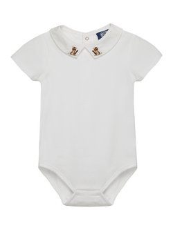 Trotters Baby Tiger Bodysuit, White, White