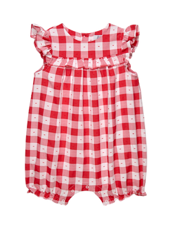 Trotters Baby Cap Sleeve Romper, Red Gingham, Red Gingham