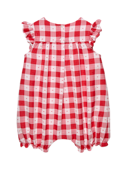 Trotters Baby Cap Sleeve Romper, Red Gingham - view 2, Red Gingham