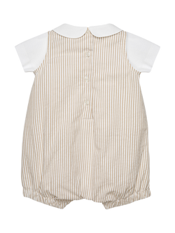 Trotters Baby Jasper Tiger Romper, Oatmeal/Stripe - view 2, Oatmealstripe