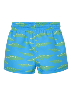 Trotters Baby Crocodile Drawstring Swim Shorts, Blue/Multi - view 2, Blue/Multi