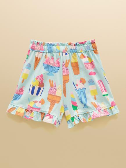 Joules Kids' Ice Cream Print Frilled Cotton Shorts, Multi - view 2, Multi