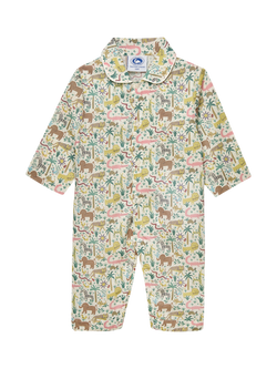 Trotters Baby Louis Jungle Print Collared Romper, Multi, Multi Jungle