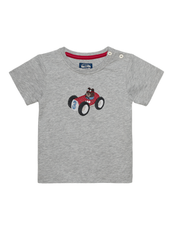 Trotters Baby Henry Short Sleeve Car Bear T-Shirt, Grey Marl, Grey Marl