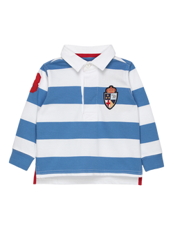 Trotters Kids' Long Sleeve Striped Rugby Shirt, Blue Multi, Blue Multi