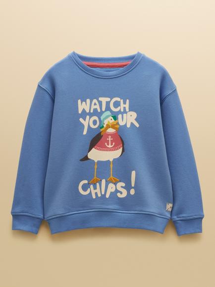 Joules Kids' Seagull Sweatshirt, Blue, Blue