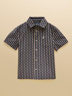 Joules Kids' Cotton Rope Print Shirt, Navy, Navy