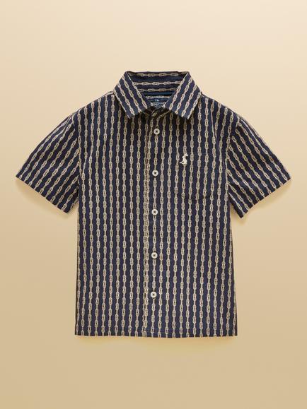 Joules Kids' Cotton Rope Print Shirt, Navy, Navy