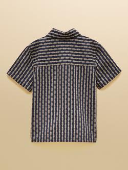 Joules Kids' Cotton Rope Print Shirt, Navy - view 2, Navy