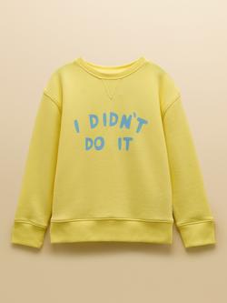 Joules Kids' Sundaze Cotton Slogan Sweatshirt, Yellow, Yellow