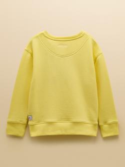 Joules Kids' Sundaze Cotton Slogan Sweatshirt, Yellow - view 2, Yellow