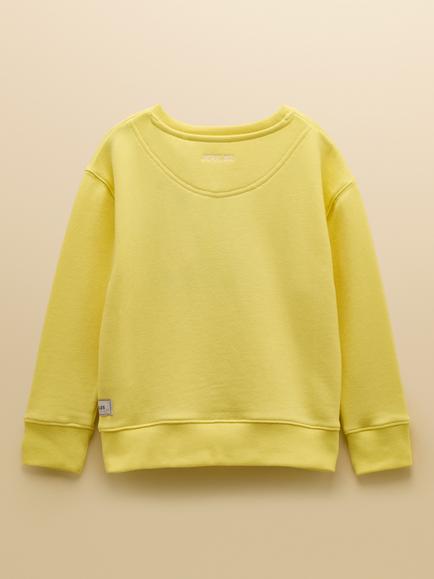 Joules Kids' Sundaze Cotton Slogan Sweatshirt, Yellow - view 2, Yellow