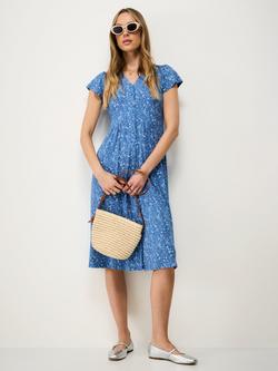 Crew Clothing Alyssia Meadow Floral Dress containing LENZING™ ECOVERO™ Viscose, Blue