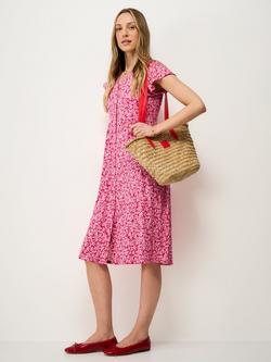 Crew Clothing Alyssia Meadow Floral Dress containing LENZING™ ECOVERO™ Viscose, Pink, Pink