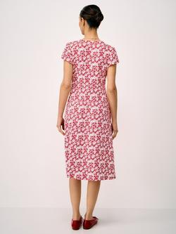 Crew Clothing Alyssia Meadow Floral Dress containing LENZING™ ECOVERO™ Viscose, Red/White - view 2, Red/White