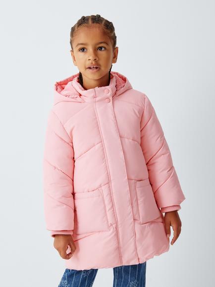 John Lewis Kids' Shower Resistant Padded Hooded Coat, Pink, Pink