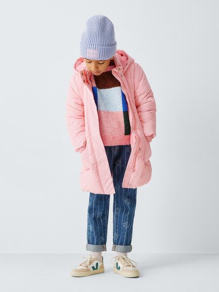 John Lewis Kids' Shower Resistant Padded Hooded Coat, Pink - view 2, Pink