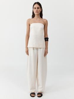 St. Agni Strapless Rouleau Tie Top, White