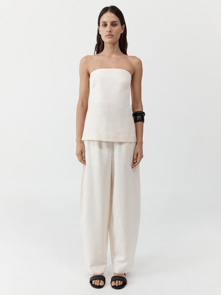 St. Agni Strapless Rouleau Tie Top, White