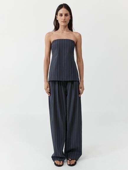 St. Agni Strapless Rouleau Tie Top, Navy, Navy