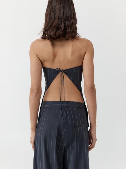 St. Agni Strapless Rouleau Tie Top, Navy - view 2, Navy