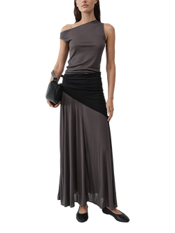 St. Agni Asymmetric Fine Jersey Top, Grey, Grey