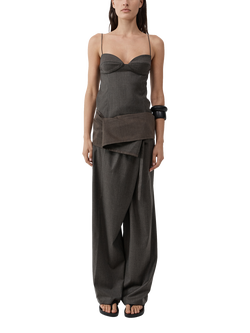 St. Agni Sweetheart Neck Wool Blend Top, Grey, Grey