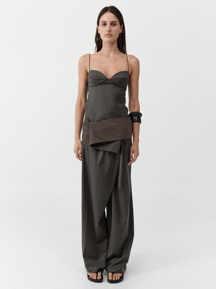 St. Agni Sweetheart Neck Wool Blend Top, Grey, Grey