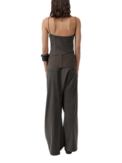 St. Agni Sweetheart Neck Wool Blend Top, Grey - view 2, Grey