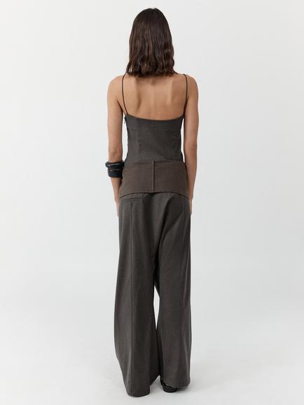 St. Agni Sweetheart Neck Wool Blend Top, Grey - view 2, Grey