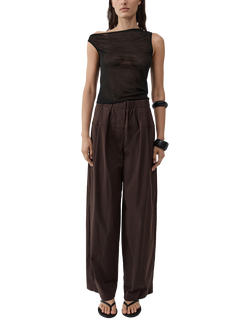 St. Agni Relaxed Pleat Trousers, Brown, Brown