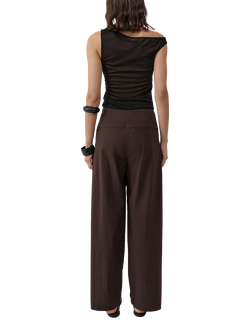 St. Agni Relaxed Pleat Trousers, Brown - view 2, Brown