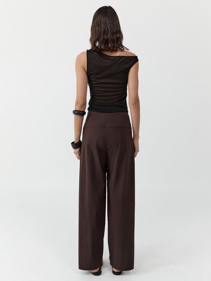 St. Agni Relaxed Pleat Trousers, Brown - view 2, Brown